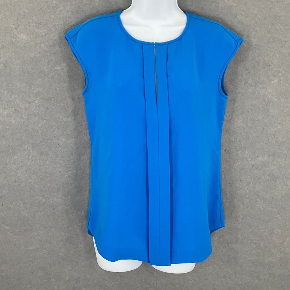 J. Crewā Blue Sleeveless Top Women's Size 2 Pleated Front Career Casual